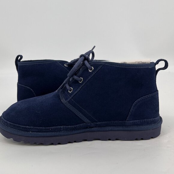 UGG Neumel Classic Suede Boots Size 10 Blue Lace Up Sheepskin Lined - Picture 7 of 13